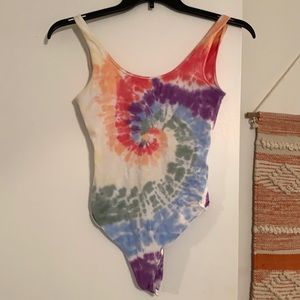 Rainbow tie dye body suit